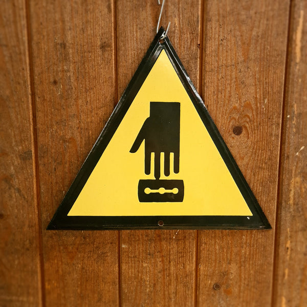 Emaille waarschuwingsbord "scheermes"