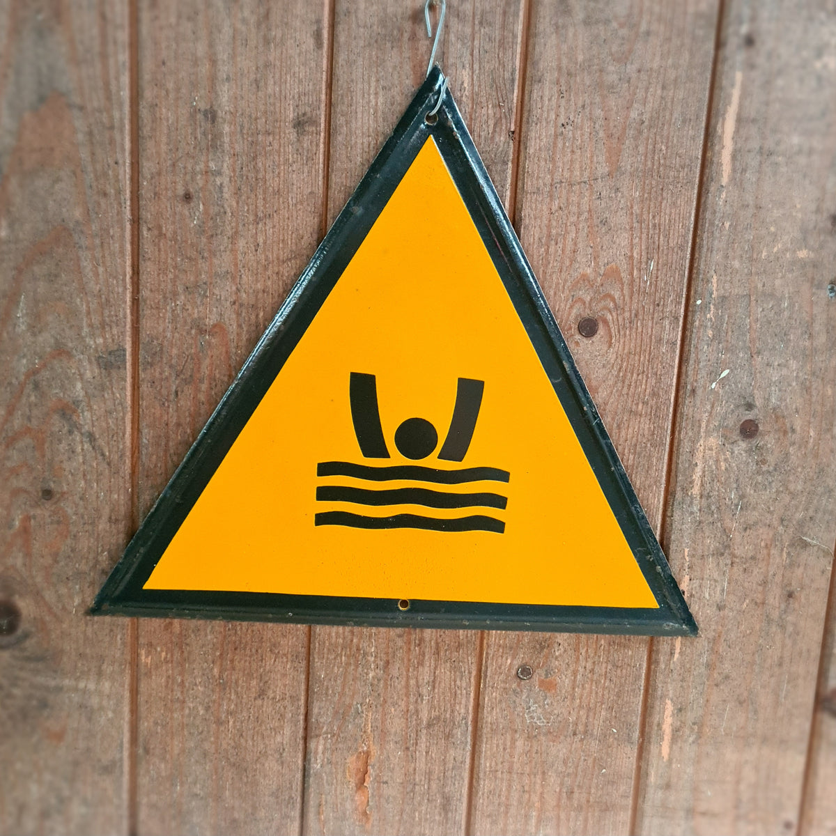Emaille waarschuwingsbord "zwemmer"