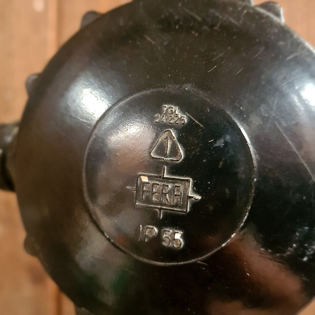 Authentieke emaille fabriekslamp in zwart