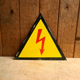 Emaille waarschuwingsbord LET OP Hoogspanning met vintage uitstraling.