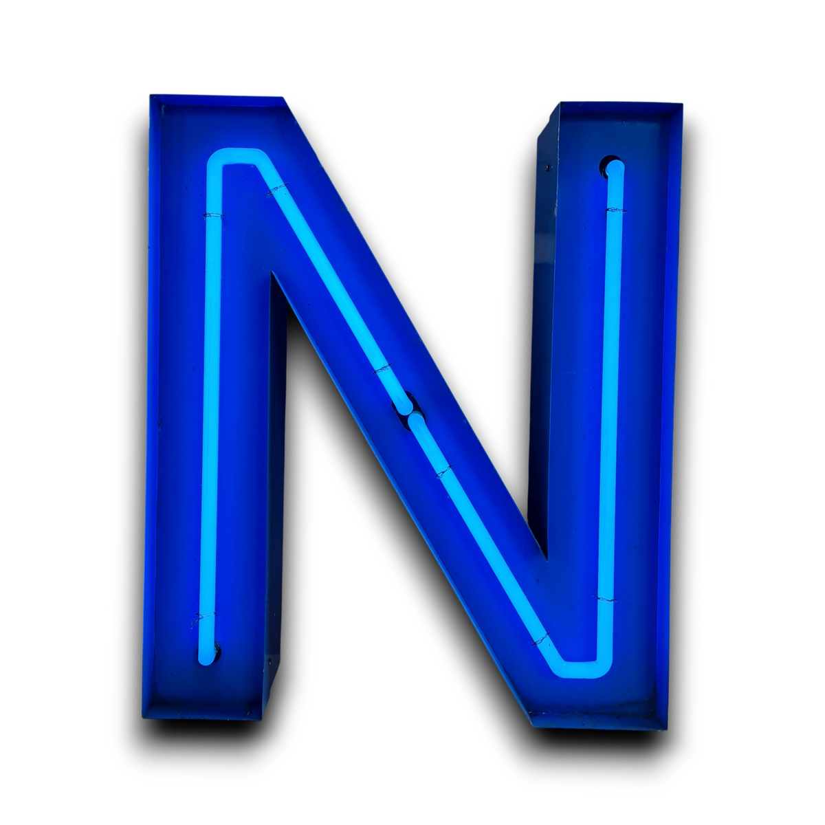 N Neon letter in blauw