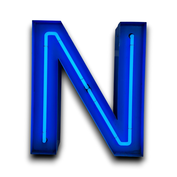 N Neon letter in blauw