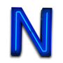 N Neon letter in blauw
