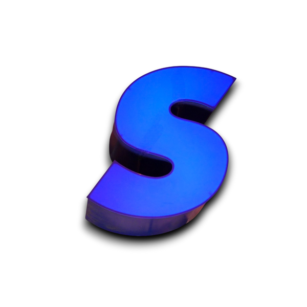 S Kleine dichte neon letter in blauw