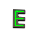 Industriële verlichting: neonletter E groen, robuust design - Heavy Stuff.