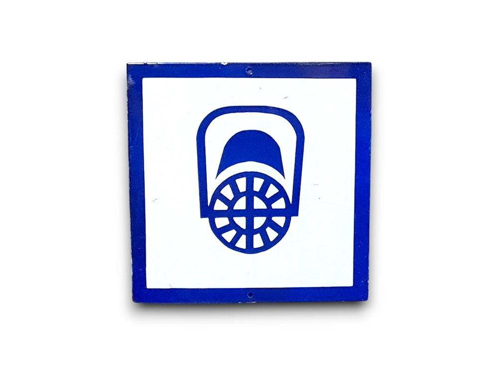 Emaille waarschuwingsbordje gasmasker
