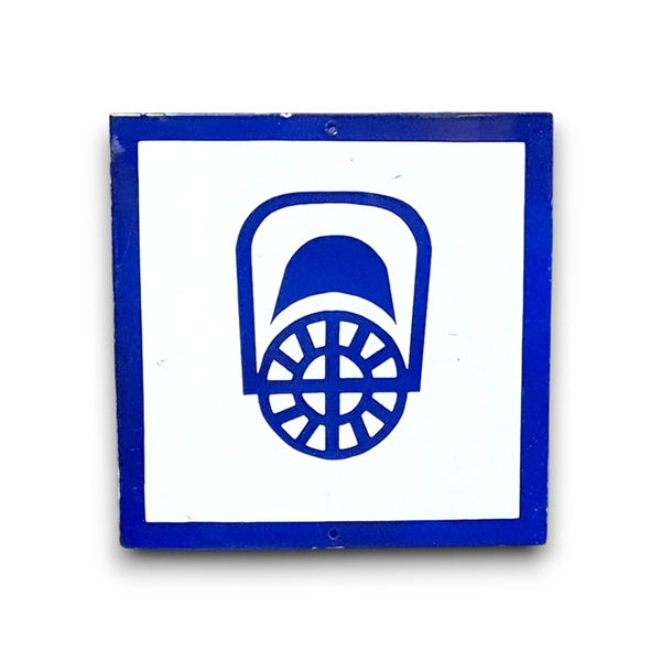 Emaille waarschuwingsbordje gasmasker