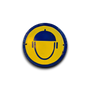 Emaille waarschuwingsbord petje met helm en oorbeschermers pictogram.