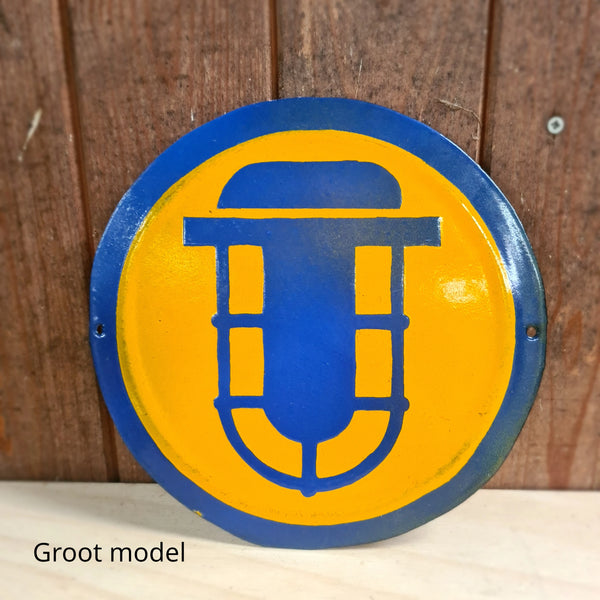 Emaille waarschuwingsbord "lamp"