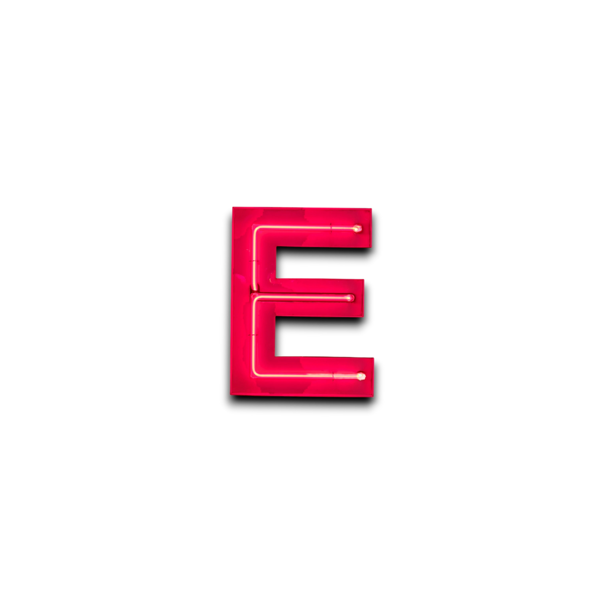Industriële verlichting: E Neon letter in rood, authentiek met patina - Heavy Stuff.
