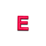 Industriële verlichting: E Neon letter in rood, authentiek met patina - Heavy Stuff.