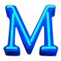 M Neon letter in blauw