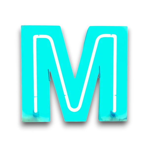 M Neon letter in mintgroen
