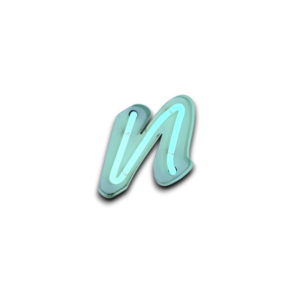 N Neon letter in wit, cursief