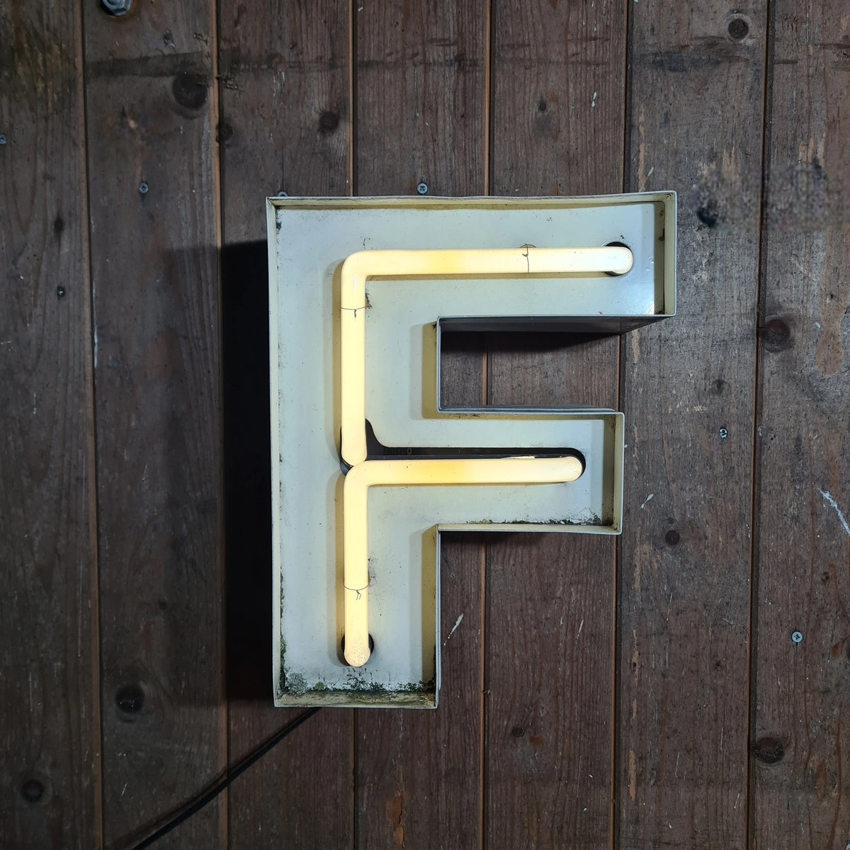 F Neon letter in wit