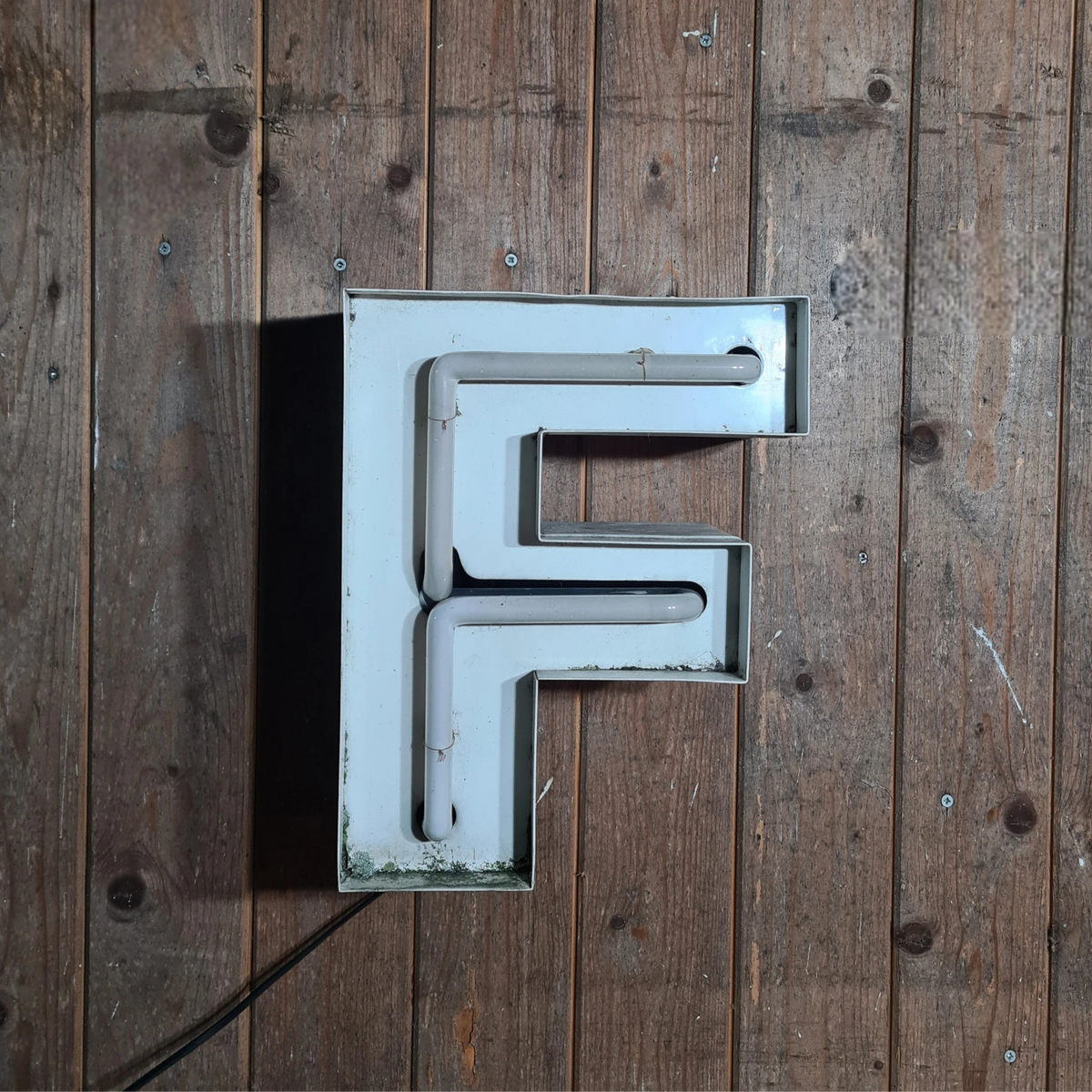 F Neon letter in wit