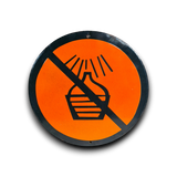 Emaille waarschuwingsbord Gisten in de zon met zonnestraalsymbool.