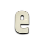 LED-letter e wit/grijs, industriële stijl, vintage patina.