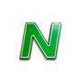 LED-letter N in groen, vintage uitstraling, met wit randje.