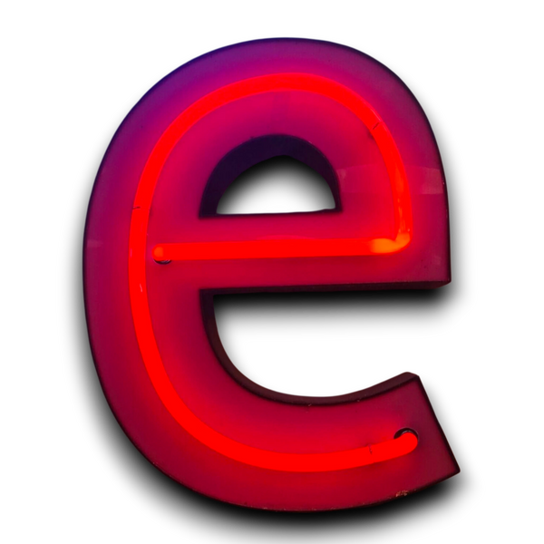 E Neon letter in rood/zwart