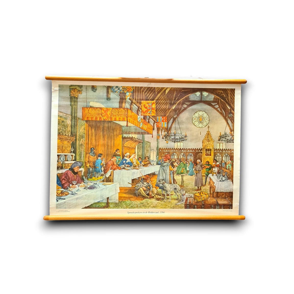 Geschiedenis schoolkaarten: Sprooksprekers in de Ridderzaal 1394