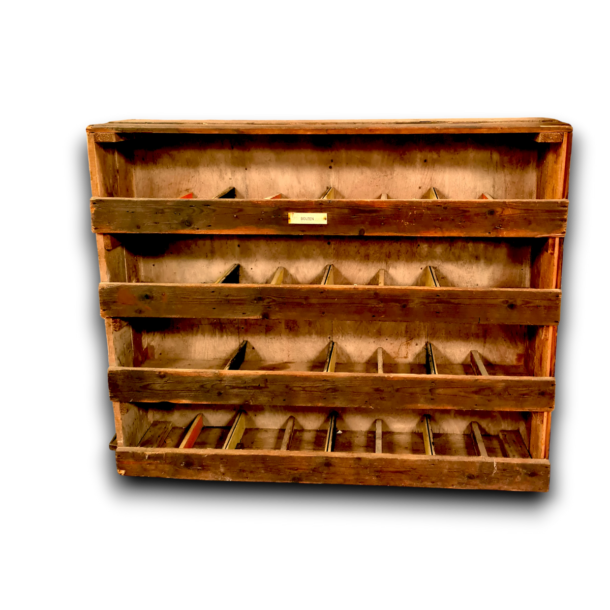 Authentieke houten vakkenkast