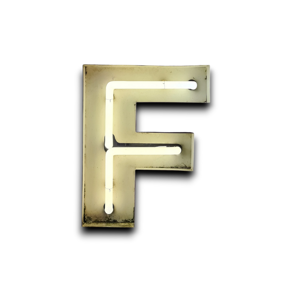 F Neon letter in wit