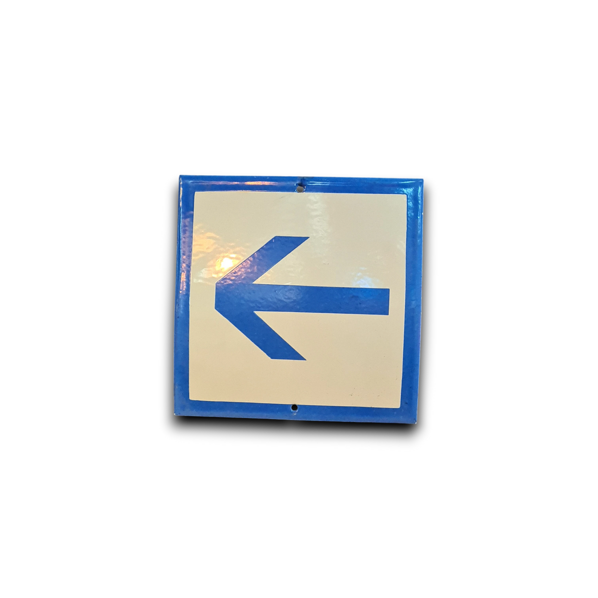 Emaille waarschuwingsbord pijl met roestige patina en industriële charme - Heavy Stuff.