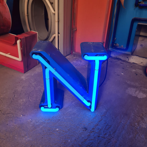 M Neon letter in blue