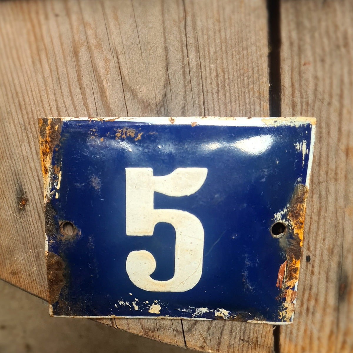 Emaille huisnummers blauw/wit