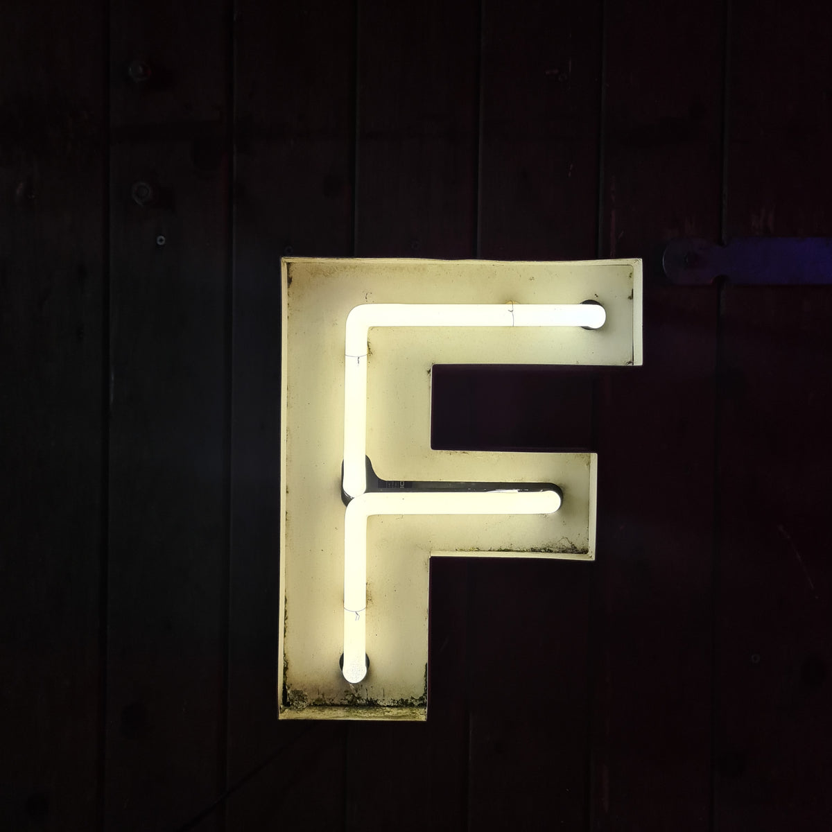 F Neon letter in wit
