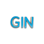 Gin in LED letters, blauw op zwarte achtergrond, met industriële uitstraling.