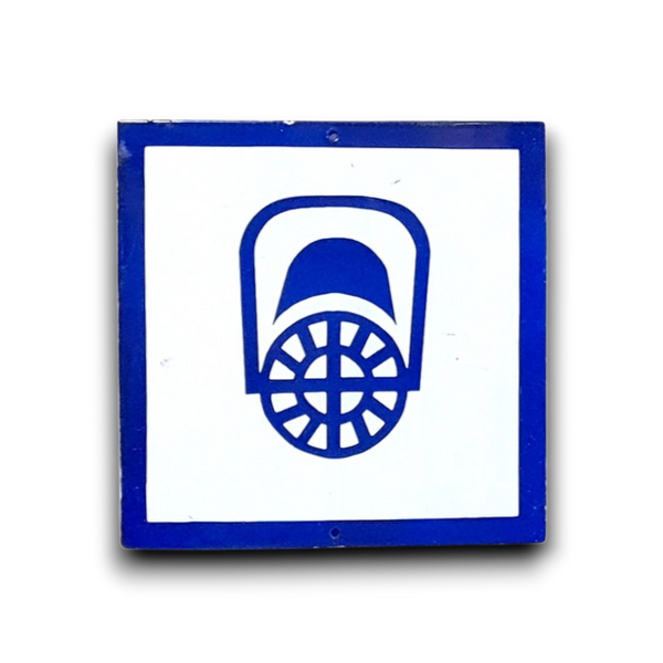 Emaille waarschuwingsbordje gasmasker
