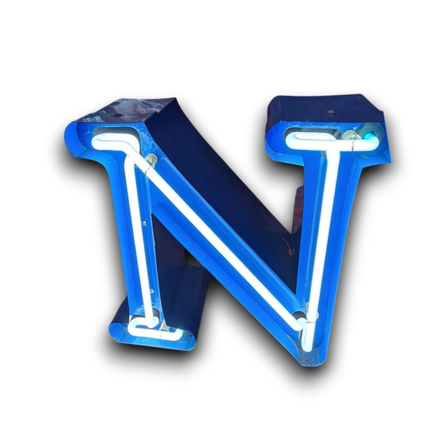 N Neon letter blauw/wit
