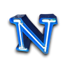 N Neon letter blauw/wit