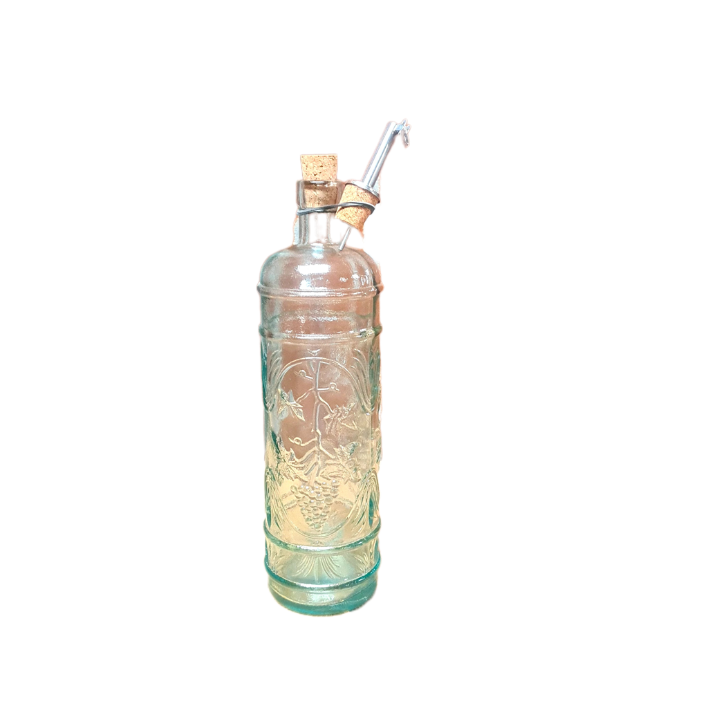 Fles Santiago van gerecycled glas met schenktuit, voorzien van reliëfpatroon - Heavy Stuff.
